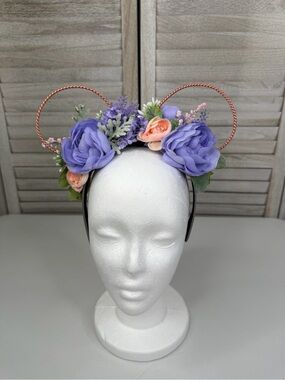 DISNEY Floral Wire Minnie Ears/Headband Purple/Peach/Rose Gold-OS